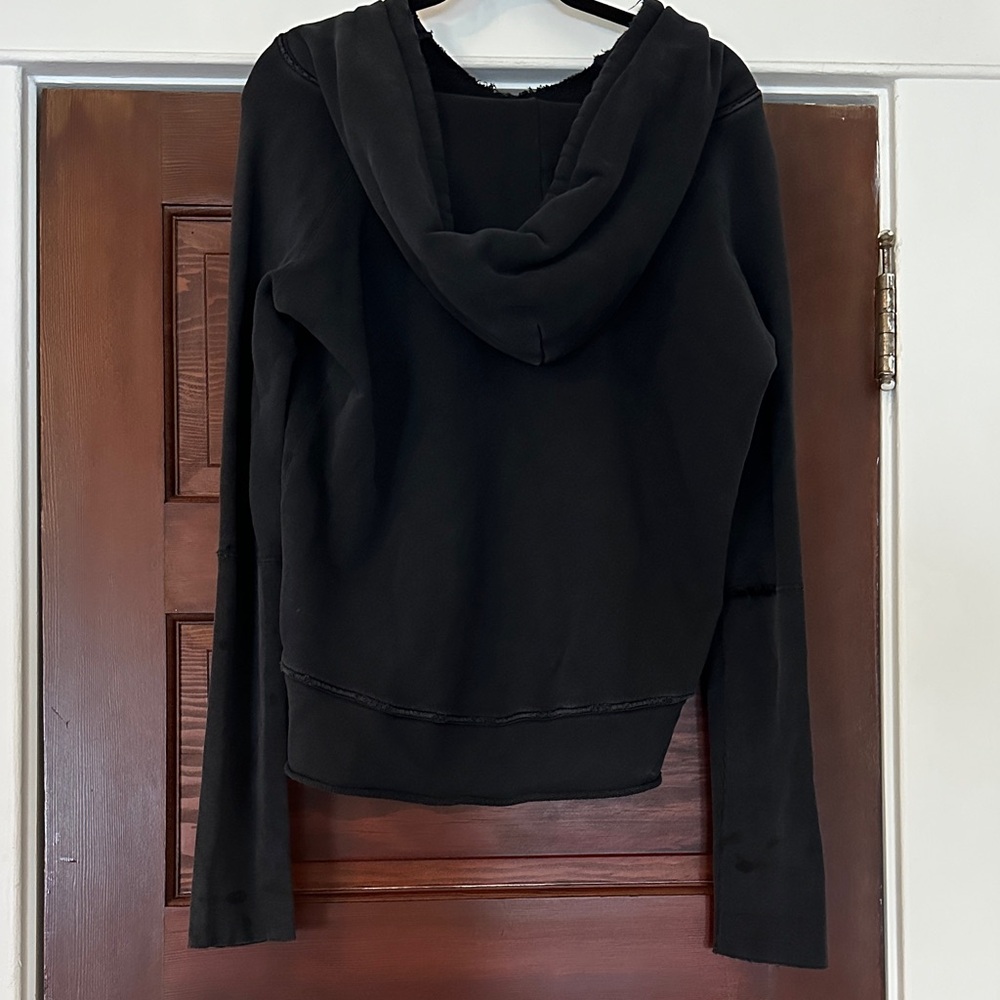 Nili Lotan Black Distressed Hooded Sweatshirt - Picture 2 of 7